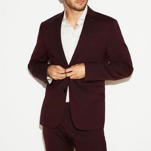 Slim Burgundy Wool Blend Oxford Suit Jacket